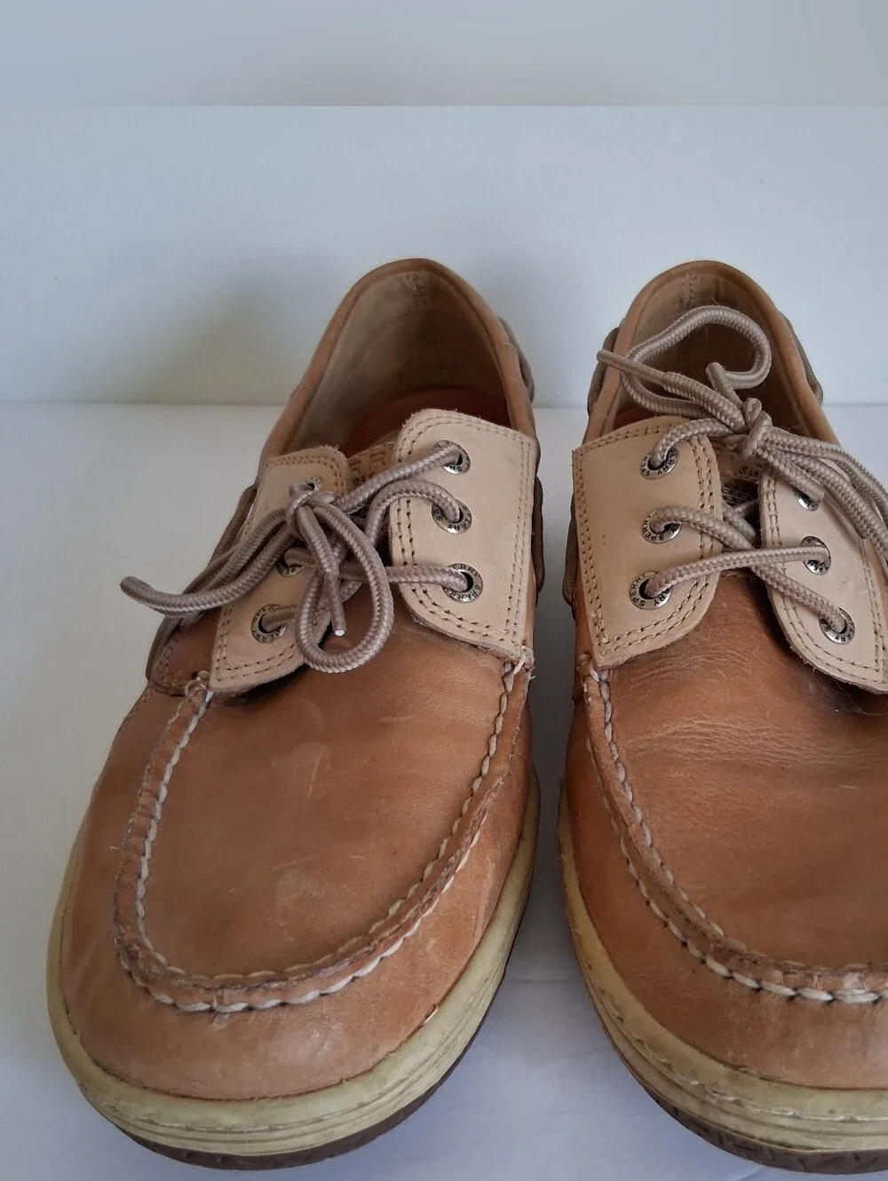 Sperry Top-Sider Mens Size 12 Tan Boat Shoes 3 Eye Lace Up Preppy Grandpacore